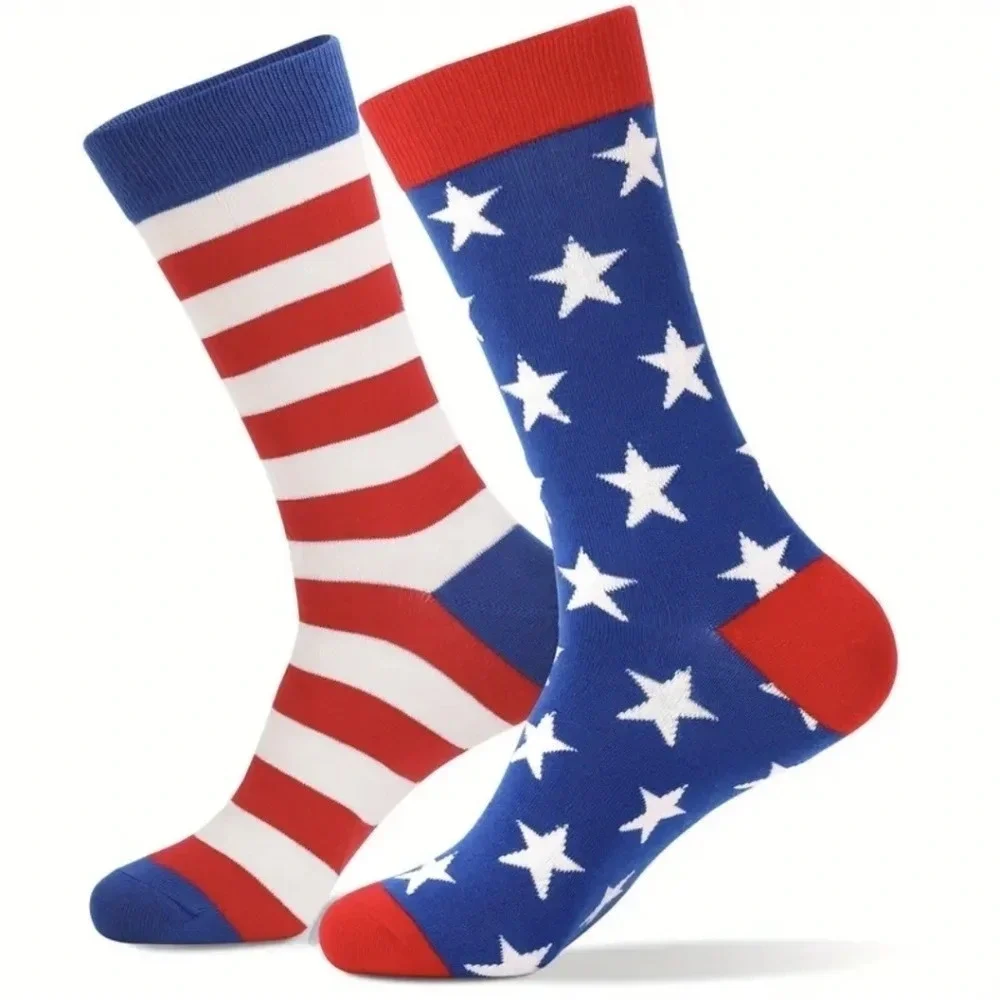 Patriotic stars and stripes socks, USA American flag, red white blue